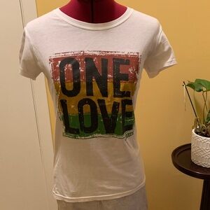 Sun Island Ladies ‘One Love’ Printed Sheer Jersey T-Shirt